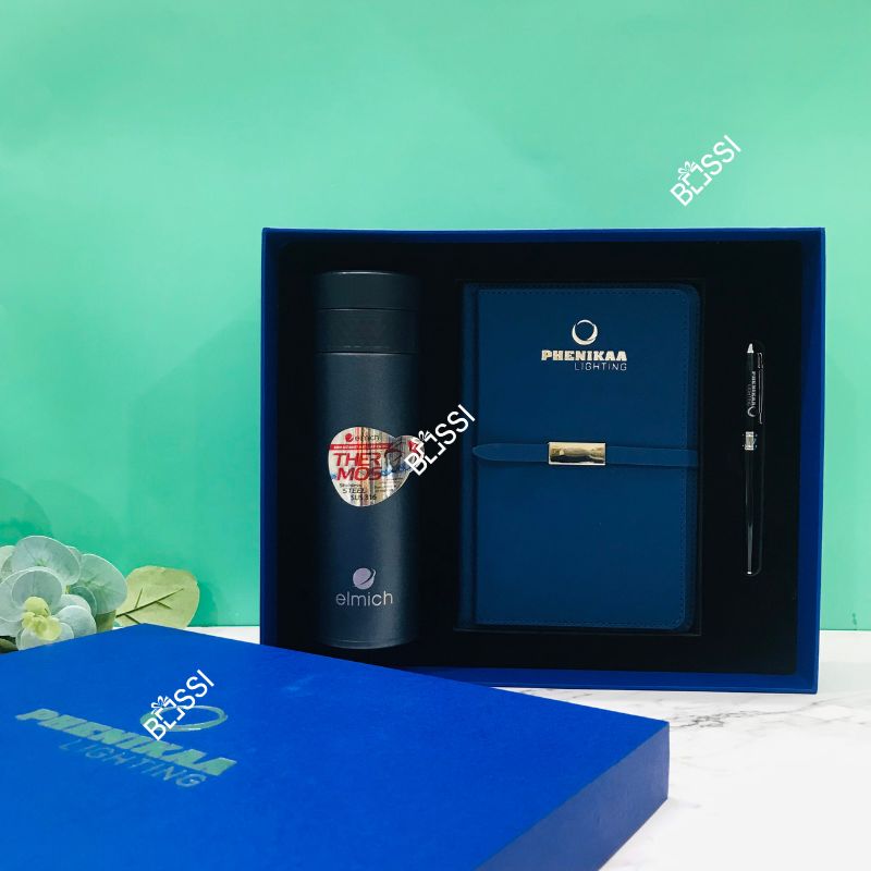 Bộ quà tặng 3SP sổ bút và bình giữ nhiệt Phenika