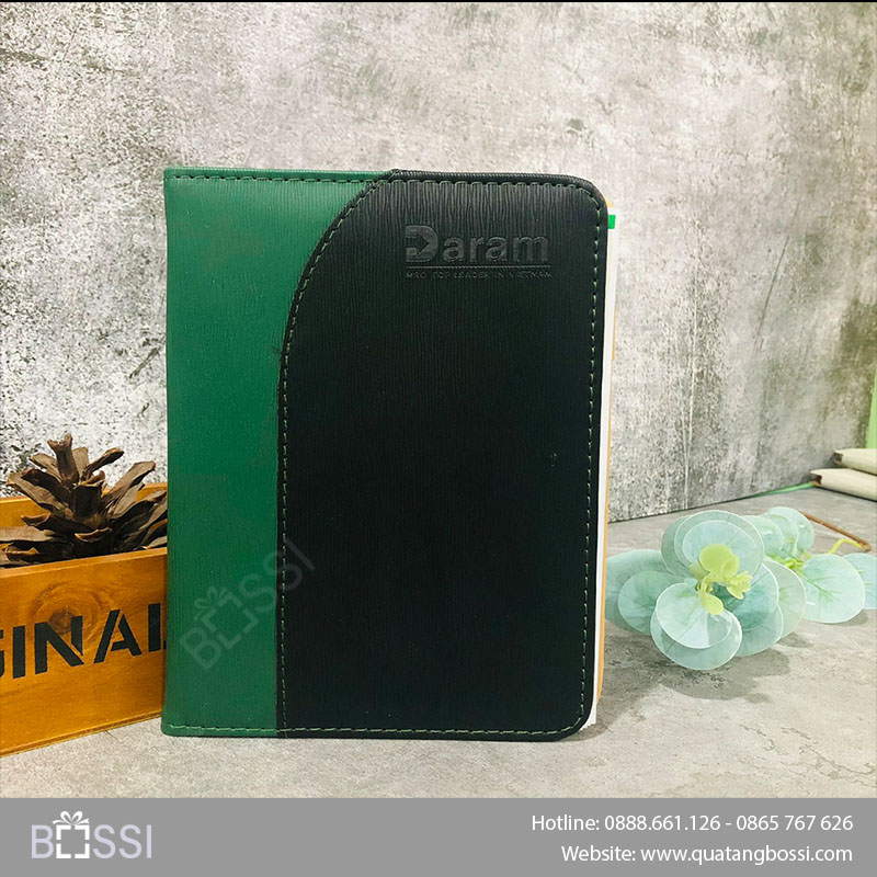 Sổ da A5 gáy xoắn dáng Hàn logo Daram