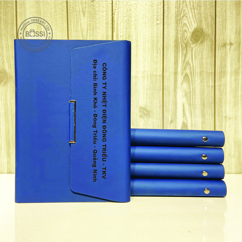 Sổ da gáy còng A5 khắc logo Doanh nghiệp - Quatangbossi.com