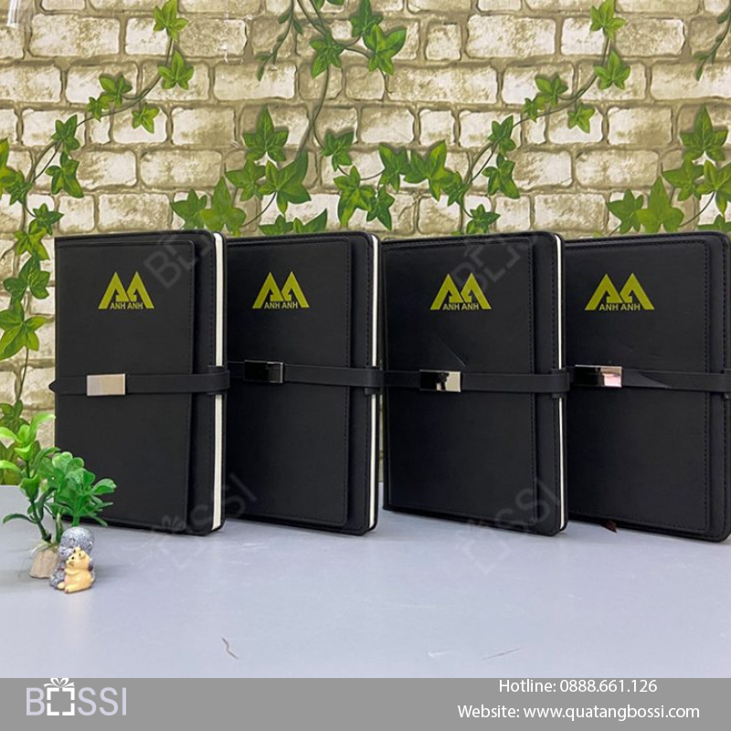 Sổ da gáy dán A5 DS02 logo Anh Anh